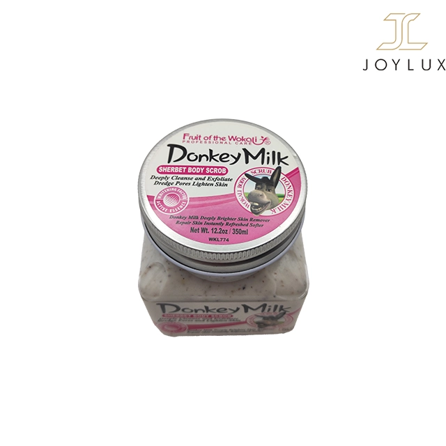 طلاعات درب محصول اسکراب بدن شیر الاغ وکالی نمای نزدیک از اطلاعات درجشده روی درب محصول اسکراب بدن شیر الاغ وکالی