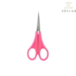 تصویر تکی از قیچی ابرو با دسته صورتی و تیغه‌های استیل ضدزنگ