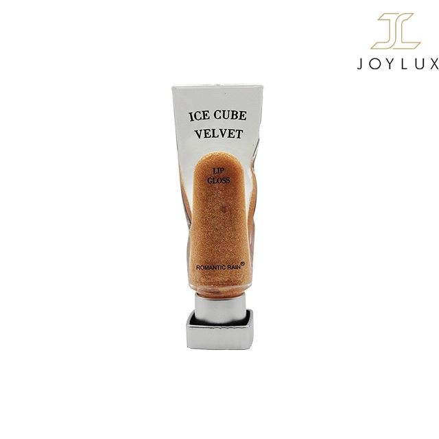 برق لب درخشان Romantic Rain مدل ICE CUBE VELVET رنگ شماره 04 با ذرات طلایی برق لب طلایی شاین Romantic Rain