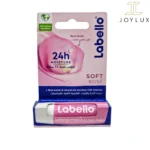 تصویر بالم لب Labello Soft Rose – رطوبترسان ۲۴ ساعته با رنگ صورتی ملایم