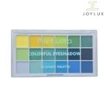 نمای داخل پالت سایه چشم 18 رنگ میس لارا مدل Colorful شماره 02 با طیف سبز و آبی