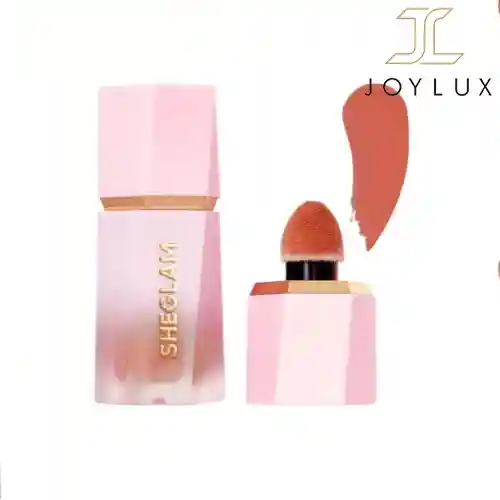 رژگونه مایع Sheglam Liquid Blush رنگ Risky Business روی زمینه سفید